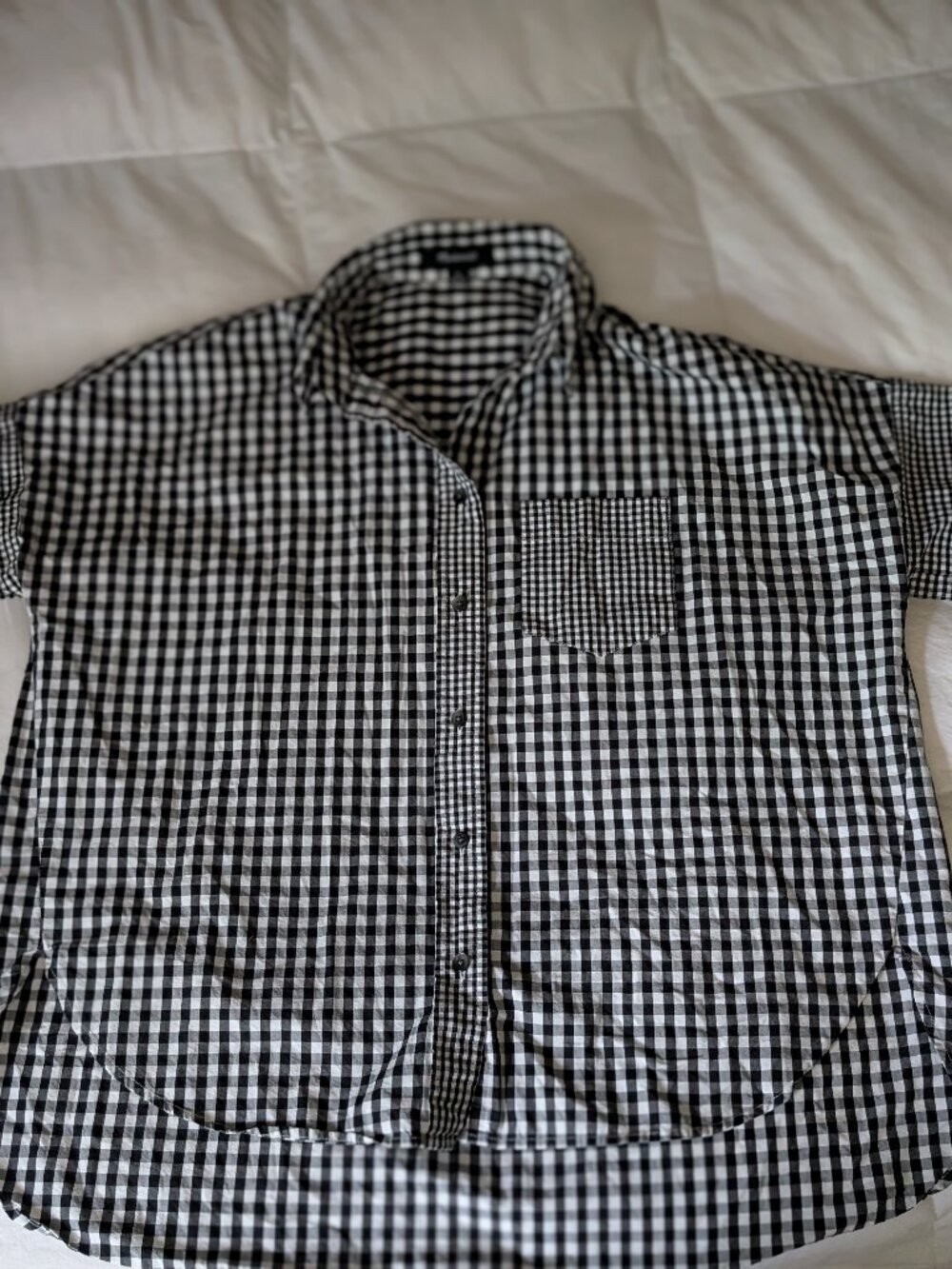 Madewell Black White Gingham Check 100% Cotton Boxy Button Down Shirt XS
